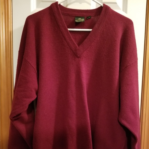 Burgandy Lambswool V-Neck Sweater - Picture 1 of 5